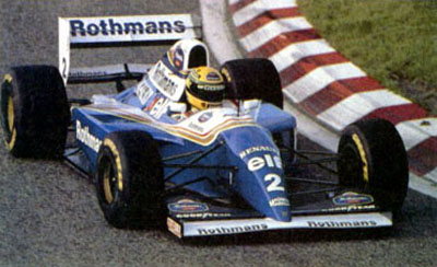 Ayrton Senna on Williams FW15D on pre-season testing in Estoril (pic from Motorsports Almanac)