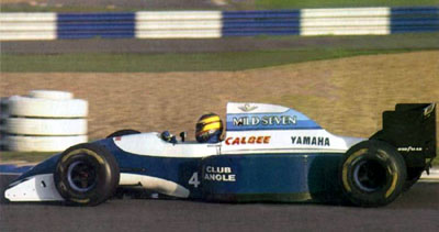 Mark Blundell on Tyrrell 021. Pre-season testing (pic from Motorsports Almanac)
