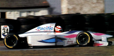 Paul Belmondo testing Pacific PR01. In pre-season team made less then 100 km of testing (pic from Motorsports Almanac)